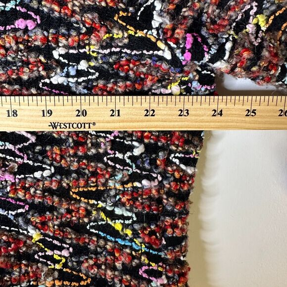 MADE IN HEAVEN Cardigan Women M Black Multi Boucle Open Sweater Knit Stretch Y2K - Picture 4 of 6